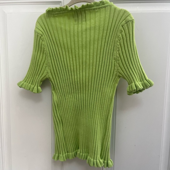 Princess Polly ribbed sweater pull over pearly buttons green size XS/S - Picture 5 of 5
